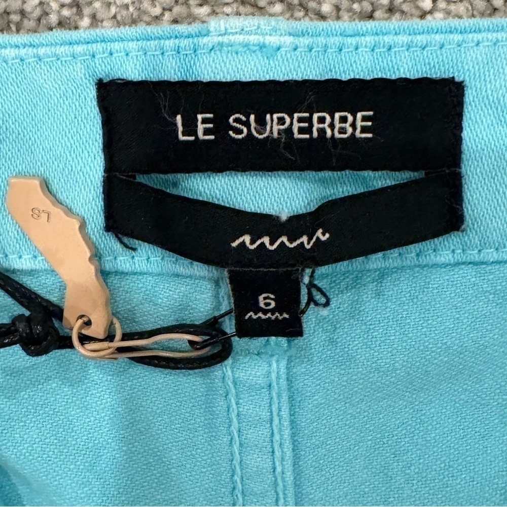 Le Superbe Women's Blue 100% Cotton Beach Crawler Cutoff Jean Shorts Size 6 NWT - Picture 11 of 12